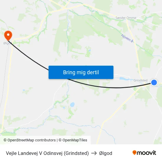Vejle Landevej V Odinsvej (Grindsted) to Ølgod map