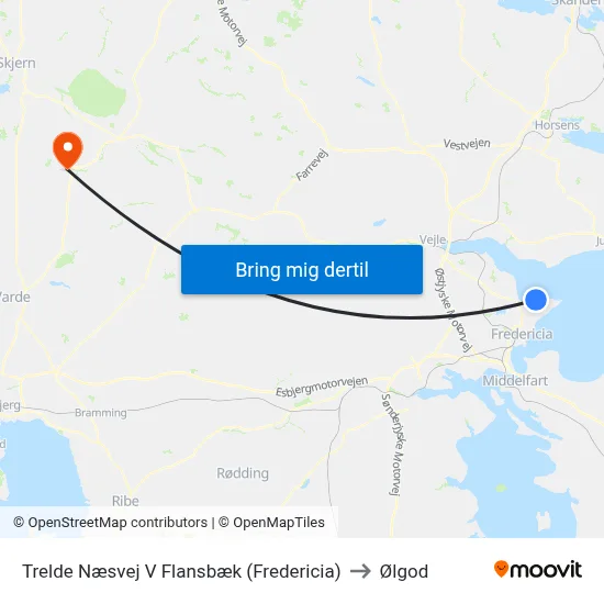 Trelde Næsvej V Flansbæk (Fredericia) to Ølgod map