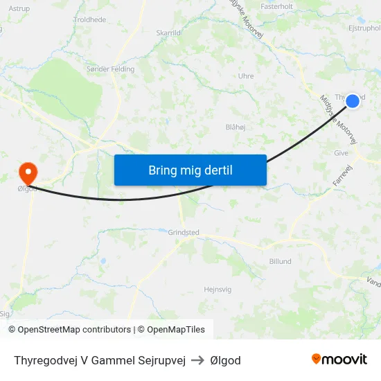 Thyregodvej V Gammel Sejrupvej to Ølgod map