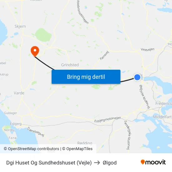 Dgi Huset Og Sundhedshuset (Vejle) to Ølgod map