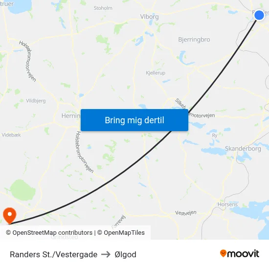 Randers St./Vestergade to Ølgod map