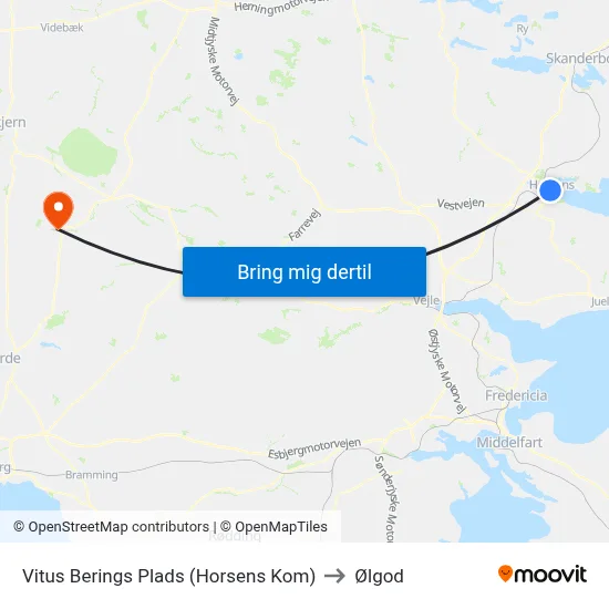 Vitus Berings Plads (Horsens Kom) to Ølgod map