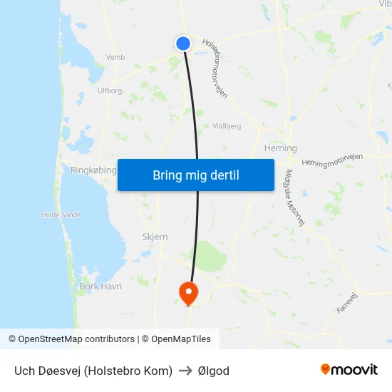 Uch Døesvej (Holstebro Kom) to Ølgod map