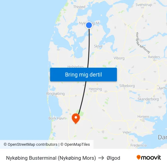 Nykøbing Busterminal (Nykøbing Mors) to Ølgod map