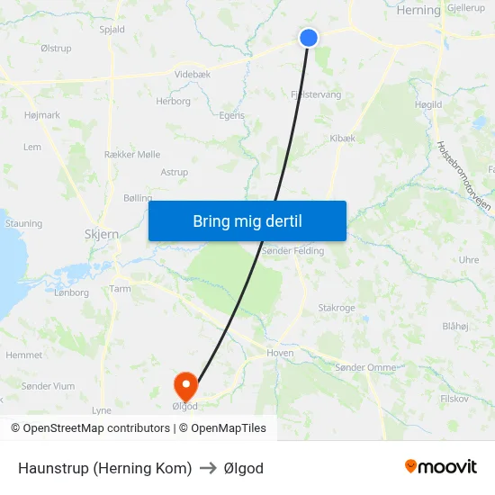 Haunstrup (Herning Kom) to Ølgod map