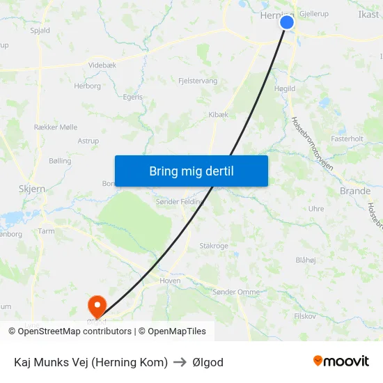 Kaj Munks Vej (Herning Kom) to Ølgod map