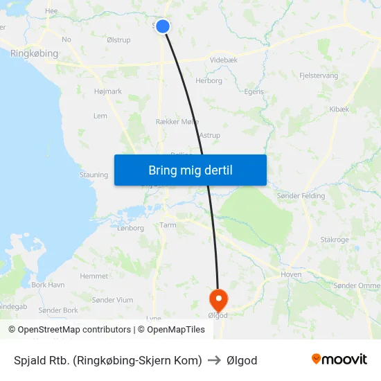 Spjald Rtb. (Ringkøbing-Skjern Kom) to Ølgod map