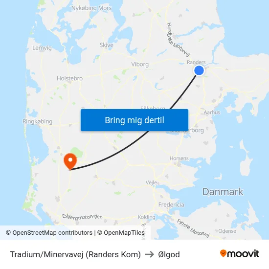 Tradium/Minervavej (Randers Kom) to Ølgod map