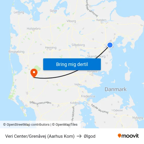 Veri Center/Grenåvej (Aarhus Kom) to Ølgod map