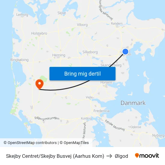 Skejby Centret/Skejby Busvej (Aarhus Kom) to Ølgod map