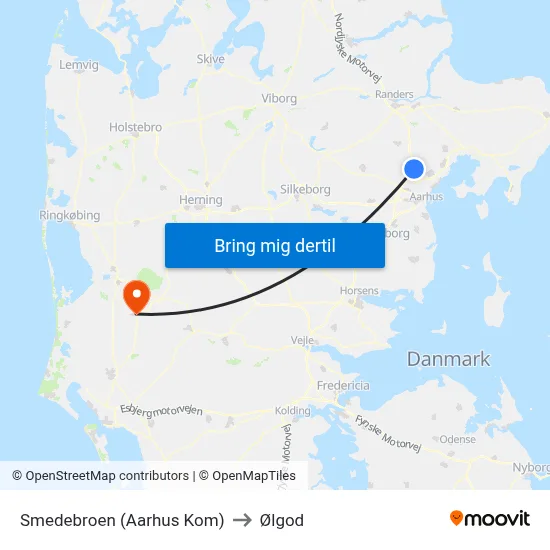 Smedebroen (Aarhus Kom) to Ølgod map