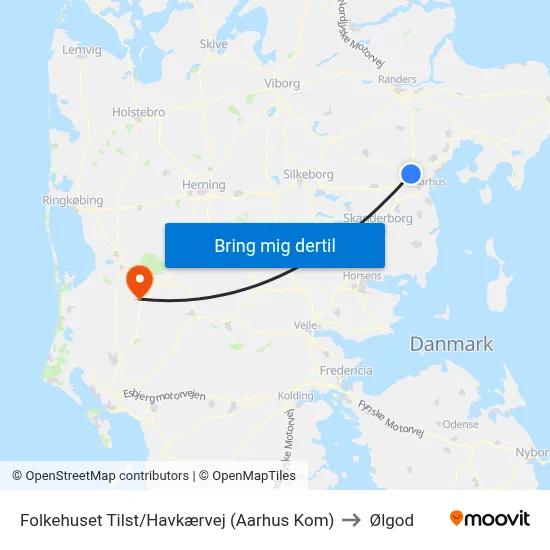 Folkehuset Tilst/Havkærvej (Aarhus Kom) to Ølgod map