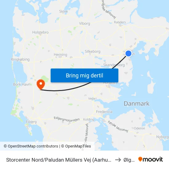 Storcenter Nord/Paludan Müllers Vej (Aarhus Kom) to Ølgod map