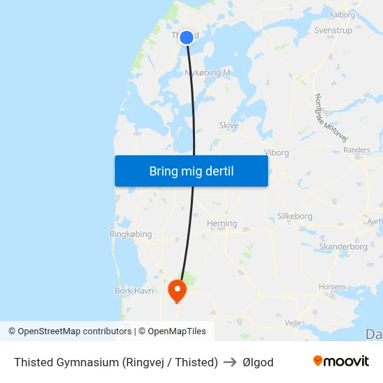 Thisted Gymnasium (Ringvej / Thisted) to Ølgod map