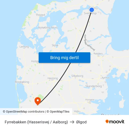 Fyrrebakken (Hasserisvej / Aalborg) to Ølgod map