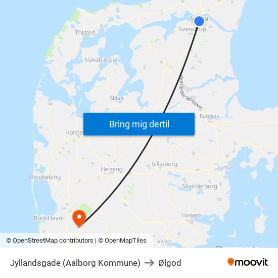 Jyllandsgade (Aalborg Kommune) to Ølgod map