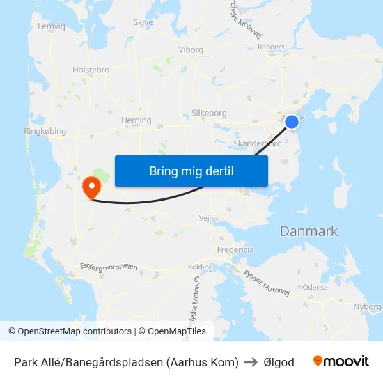 Park Allé/Banegårdspladsen (Aarhus Kom) to Ølgod map
