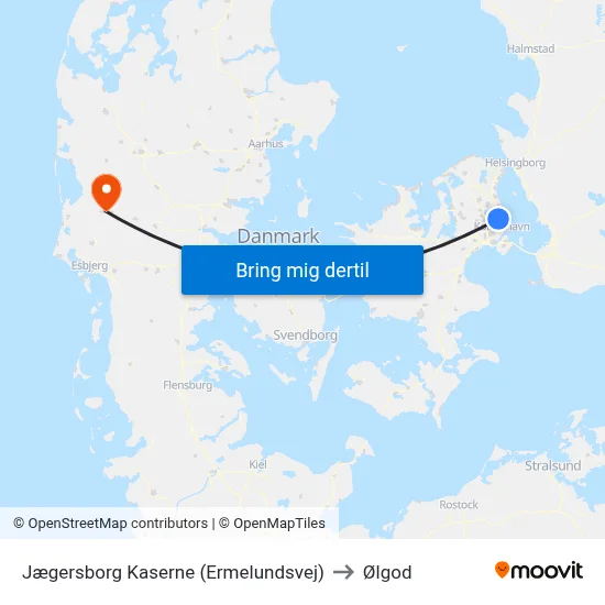 Jægersborg Kaserne (Ermelundsvej) to Ølgod map