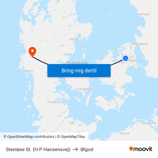 Stenløse St. (H P Hansensvej) to Ølgod map