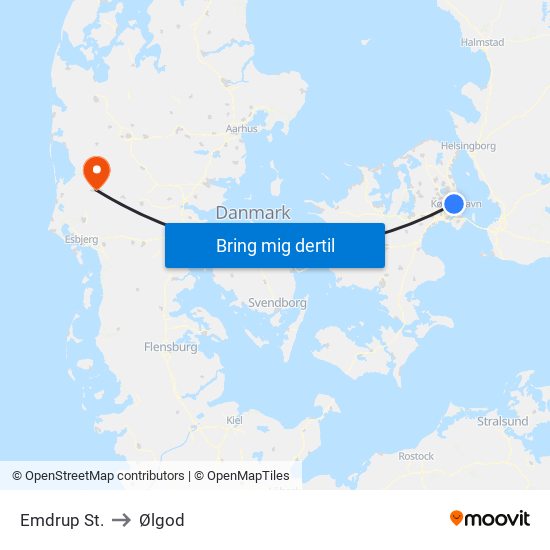 Emdrup St. to Ølgod map