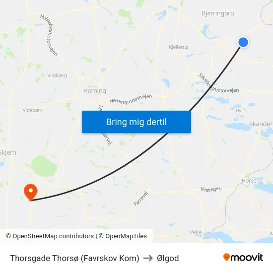 Thorsgade Thorsø (Favrskov Kom) to Ølgod map