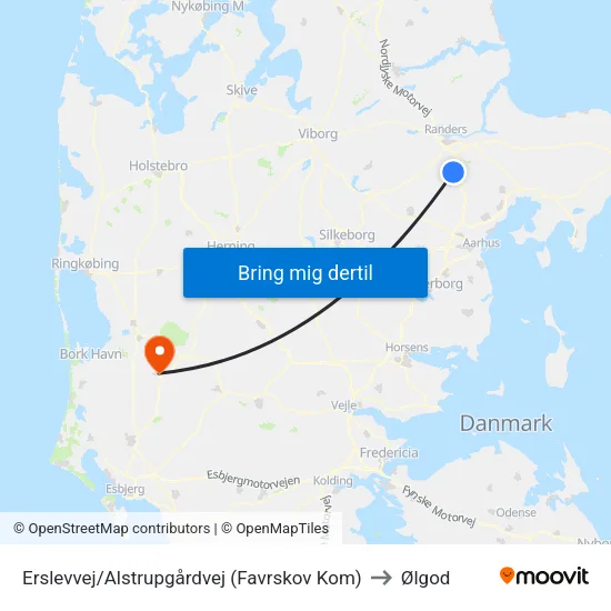 Erslevvej/Alstrupgårdvej (Favrskov Kom) to Ølgod map