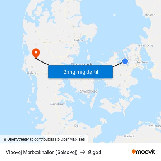 Vibevej Marbækhallen (Selsøvej) to Ølgod map