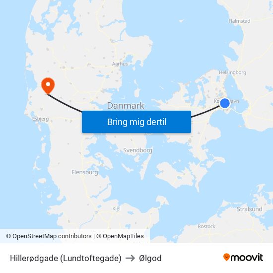 Hillerødgade (Lundtoftegade) to Ølgod map