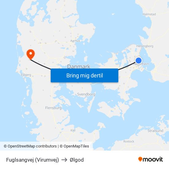 Fuglsangvej (Virumvej) to Ølgod map