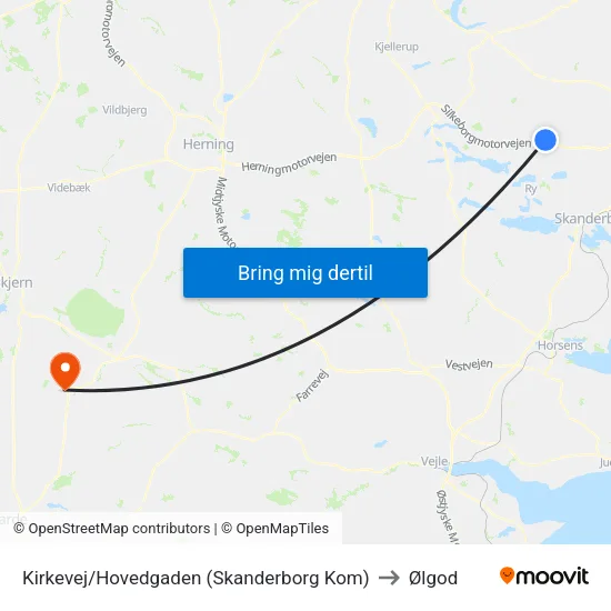 Kirkevej/Hovedgaden (Skanderborg Kom) to Ølgod map