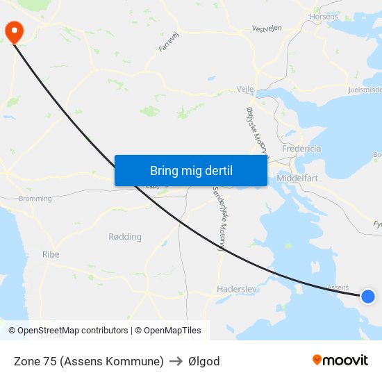 Zone 75 (Assens Kommune) to Ølgod map