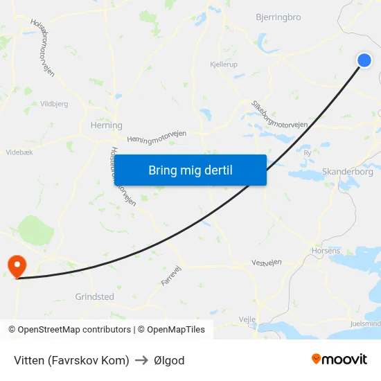 Vitten (Favrskov Kom) to Ølgod map