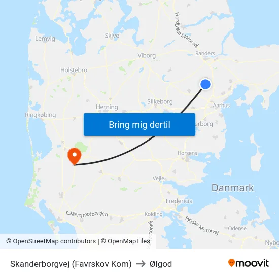 Skanderborgvej (Favrskov Kom) to Ølgod map