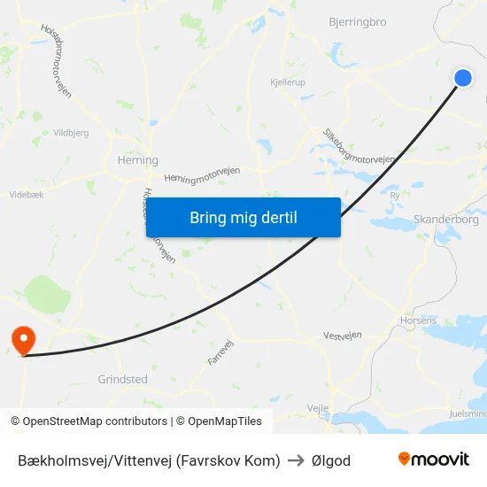 Bækholmsvej/Vittenvej (Favrskov Kom) to Ølgod map