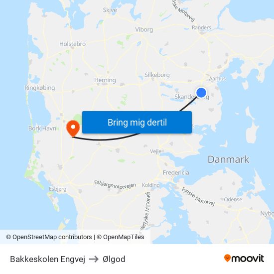 Bakkeskolen Engvej to Ølgod map