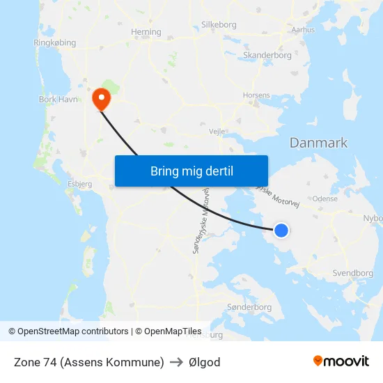 Zone 74 (Assens Kommune) to Ølgod map