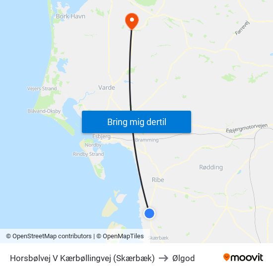 Horsbølvej V Kærbøllingvej (Skærbæk) to Ølgod map