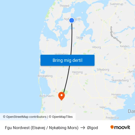 Fgu Nordvest (Elsøvej / Nykøbing Mors) to Ølgod map