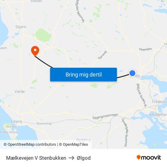 Mælkevejen V Stenbukken to Ølgod map