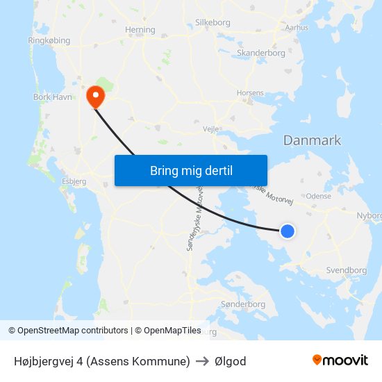 Højbjergvej 4 (Assens Kommune) to Ølgod map