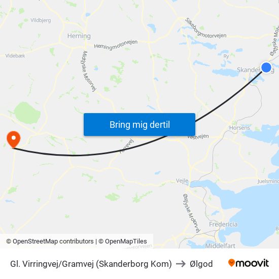 Gl. Virringvej/Gramvej (Skanderborg Kom) to Ølgod map