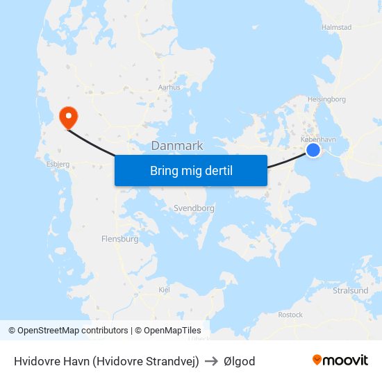 Hvidovre Havn (Hvidovre Strandvej) to Ølgod map