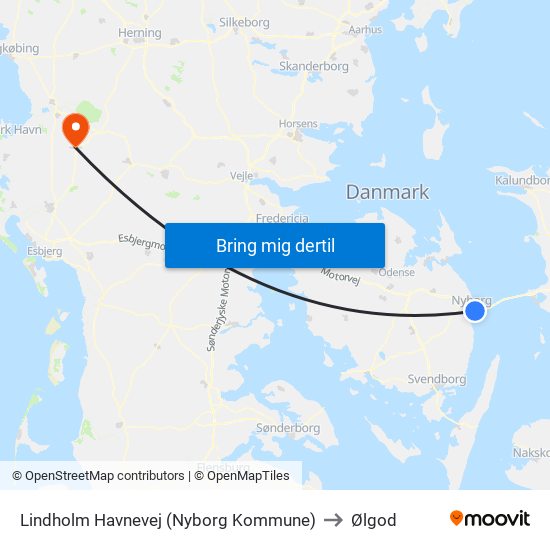 Lindholm Havnevej (Nyborg Kommune) to Ølgod map