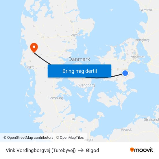 Vink Vordingborgvej (Turebyvej) to Ølgod map