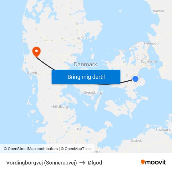 Vordingborgvej (Sonnerupvej) to Ølgod map