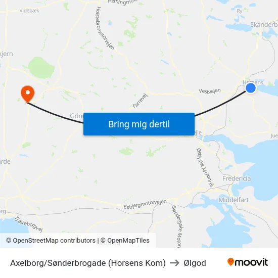 Axelborg/Sønderbrogade (Horsens Kom) to Ølgod map