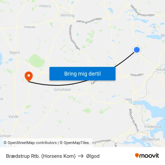 Brædstrup Rtb. (Horsens Kom) to Ølgod map