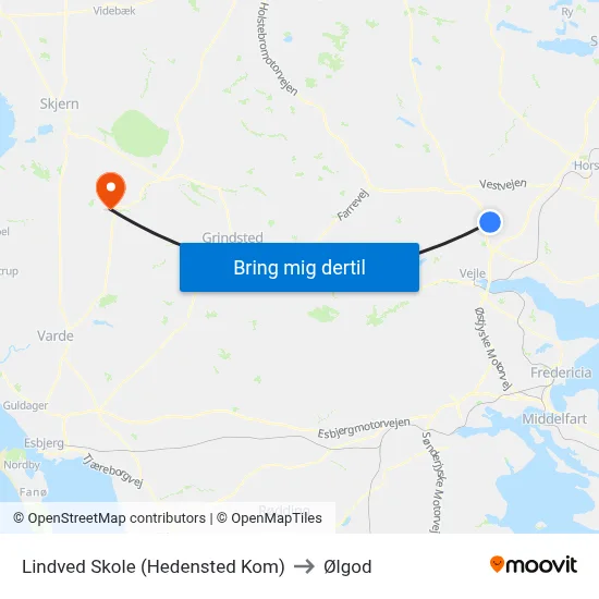 Lindved Skole (Hedensted Kom) to Ølgod map