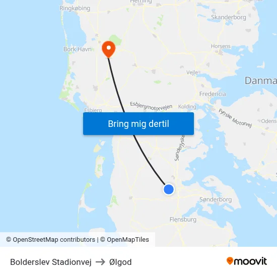 Bolderslev Stadionvej to Ølgod map
