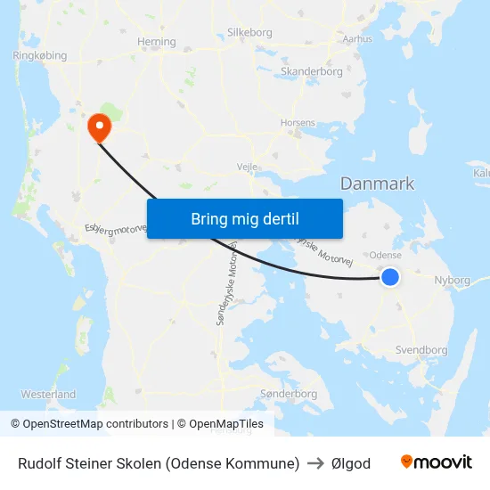 Rudolf Steiner Skolen (Odense Kommune) to Ølgod map